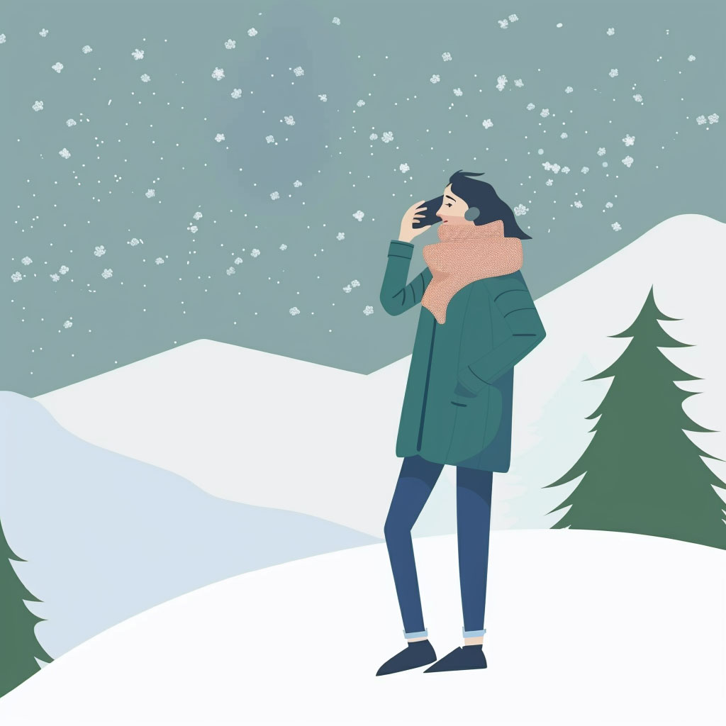 Talking in the snowy area